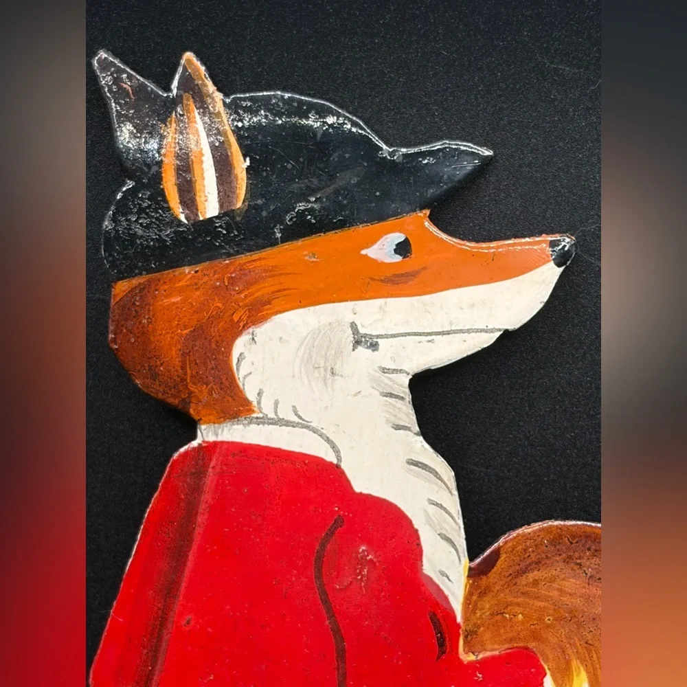 Huntsman Anthropomorphic Fox Metal Toleware Wall Hook, Home Decor